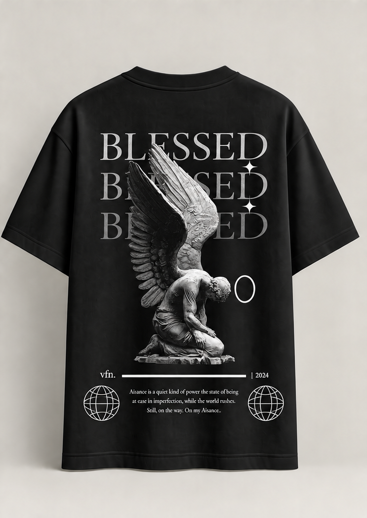 Printed Black Oversized T-Shirt