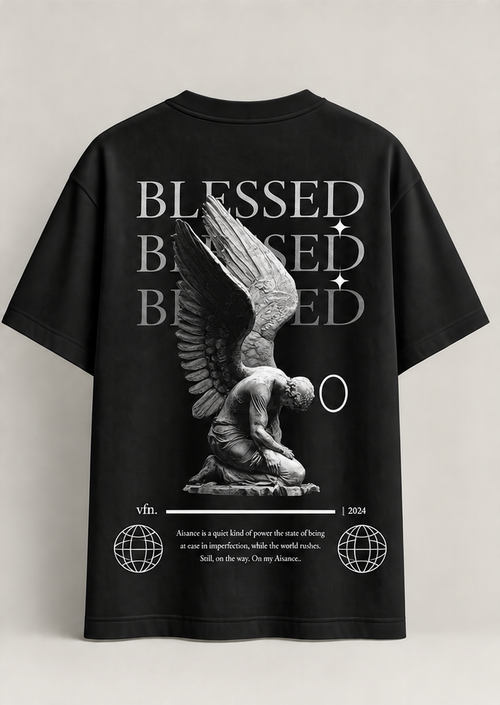 Printed Black Oversized T-Shirt